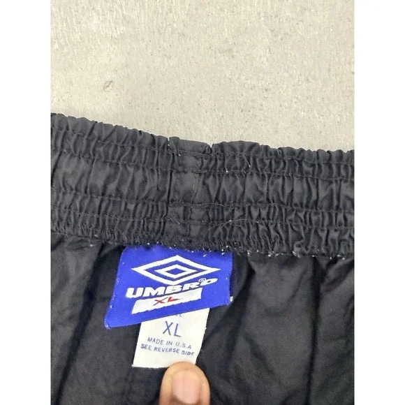 Vintage 90s Umbro Logo Soccer Shorts Size XL Black Made In USA Mesh - Picture 5 of 7